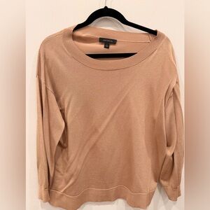 Ann Taylor Tan Lightweight Sweater Size Large Dolman Sleeve Knit Top Career